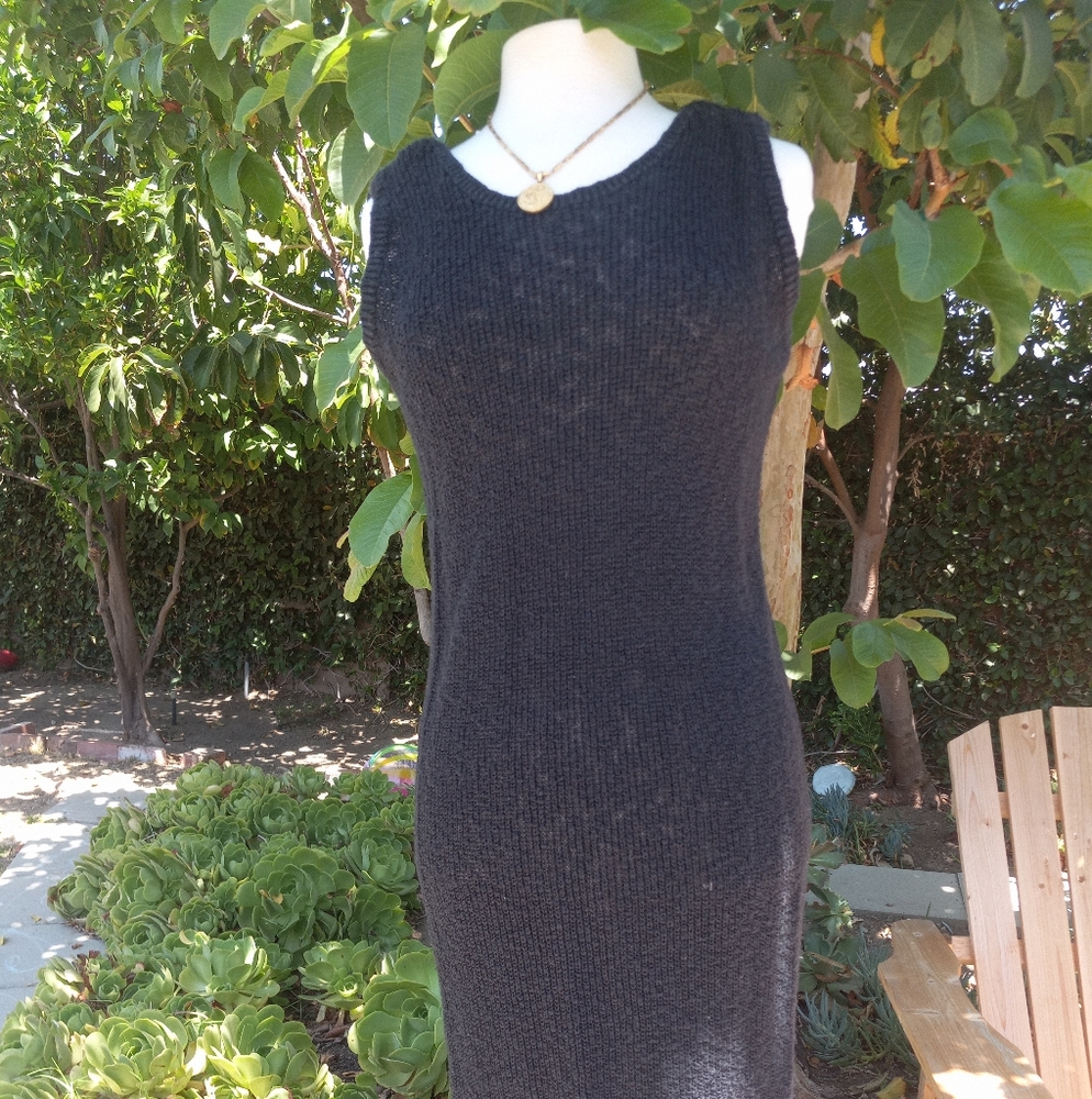 Vintage 90s cotton knit black dress size medium/ large